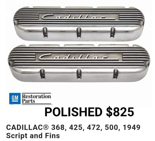 Valve covers Cadillac Polished, Script and Fins