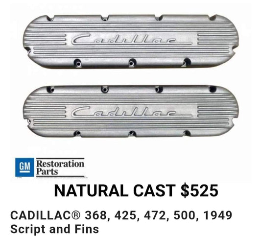 Valve covers Cadillac Natural cast, Script and Fins