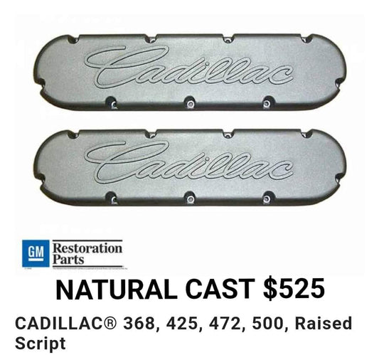 Valve covers Cadillac Natural Cast, Raised Script