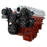 CVF Black Diamond Chevy LS Engine Mid Mount Serpentine Kit - AC, 140AMP Alternator & Power Steering